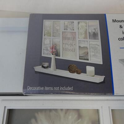 White Decorative Shelf & Photo Collage Frame, 2 pc Set. Small Scratches & Dents