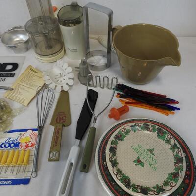 Kitchen Lot: Small Food Processor, Coffee Mill, Party Plates & Napkins & more