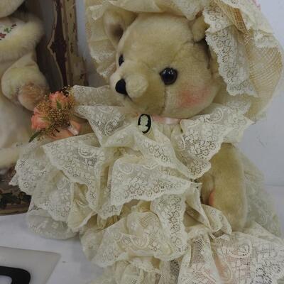 3 Collectible Teddy Bears in Fancy Clothing