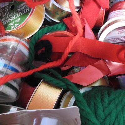 Box of Ribbons, Yarn, Wrapping Paper, etc