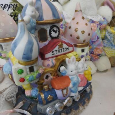Easter Lot: Ceramic Bunnies, Bunny Village, Bunny Stuffed Animals