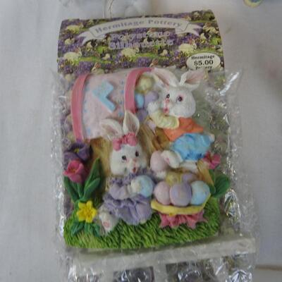 Easter Lot: Ceramic Bunnies, Bunny Village, Bunny Stuffed Animals
