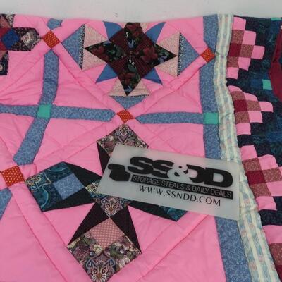 Handmade Quilt, Pink and Green