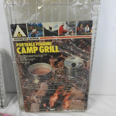Portable Folding Camp Grill, Picnic Grill, EZ Foil Pans, Some New
