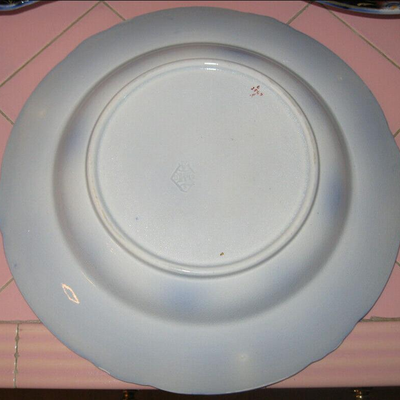 MS Antique 1850s Flow Blue 4 Large Rim Soup Bowl Plate Floral Ridgway Registry Mark