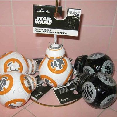 MS  5 Star Wars Christmas Ornaments Hallmark 2018 Force Jedi Blown Glass  BB8 & BB9