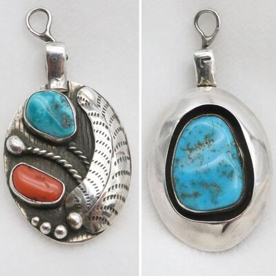 Vintage Native American Sterling Silver 2-Sided Pendant