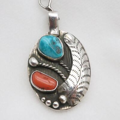 Vintage Native American Sterling Silver 2-Sided Pendant