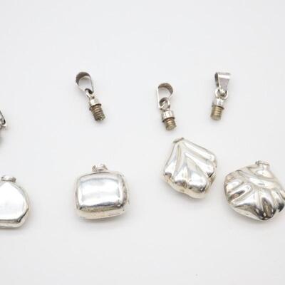 Lot of 4 Mexico Sterling Silver Miniature Perfume Bottle Charms/Pendants