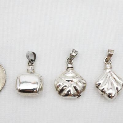 Lot of 4 Mexico Sterling Silver Miniature Perfume Bottle Charms/Pendants