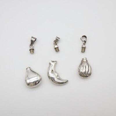 Lot of 3 Mexico Sterling Silver Miniature Perfume Bottle Charms/Pendants