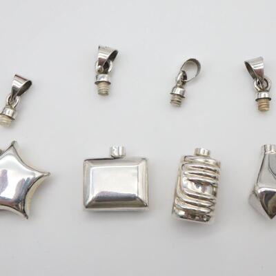 Lot of 4 Sterling Silver Miniature Perfume Bottle Charms/Pendants
