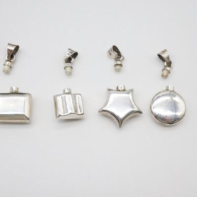 Lot of 4 Sterling Silver Miniature Perfume Bottle Charms/Pendants