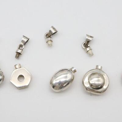 Lot of 5 Sterling Silver Miniature Perfume Bottle Charm Pendant