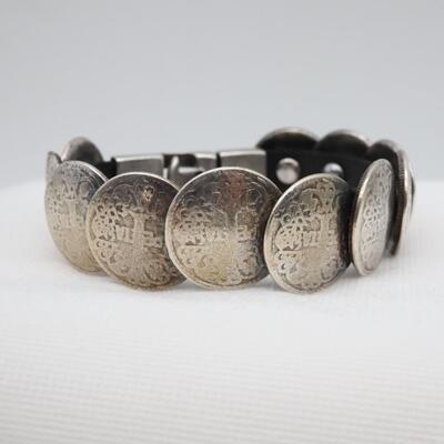 UNOde50 Silver Coin & Leather Bracelet