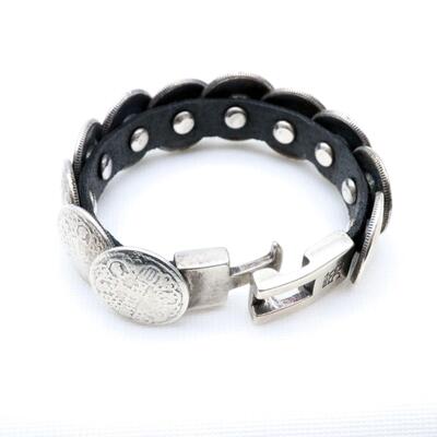 UNOde50 Silver Coin & Leather Bracelet