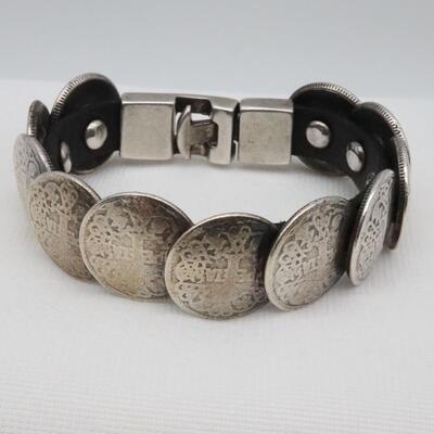 UNOde50 Silver Coin & Leather Bracelet