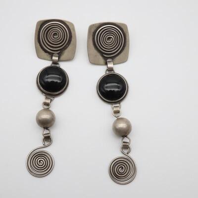Artisan Sterling Silver & Onyx Earrings