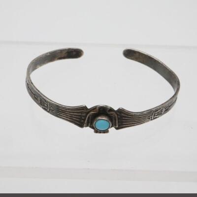 Native American Sterling Silver & Turquoise Baby Bracelet