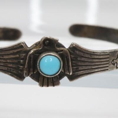 Native American Sterling Silver & Turquoise Baby Bracelet