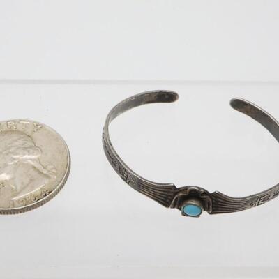 Native American Sterling Silver & Turquoise Baby Bracelet
