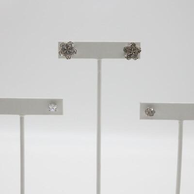 3 Pairs of Sterling Silver Earrings