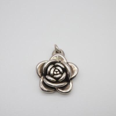 Sterling Silver Puffy Flower Pendant