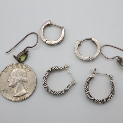 3 Pairs of  Sterling Silver Earrings