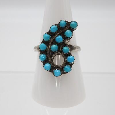 Native American Petit Point Turquoise Ring Size 9