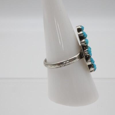 Native American Petit Point Turquoise Ring Size 9