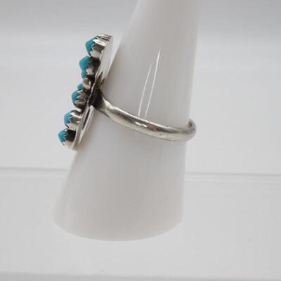 Native American Petit Point Turquoise Ring Size 9