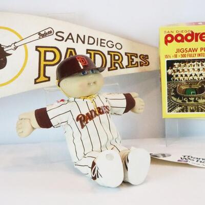 Vintage Padres Cabbage Patch Doll, Pendant & Puzzle Lot