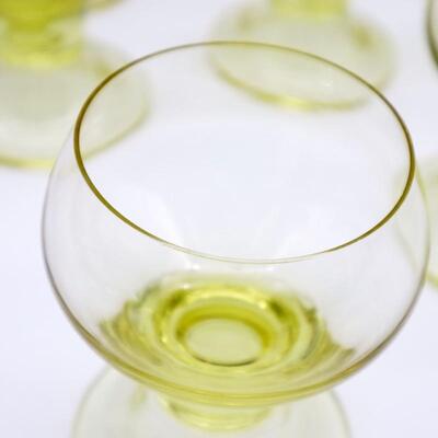 Set of 8 Yellow Handblown Glass Goblets