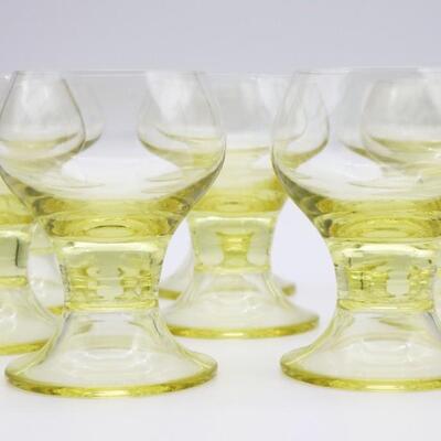 Set of 8 Yellow Handblown Glass Goblets