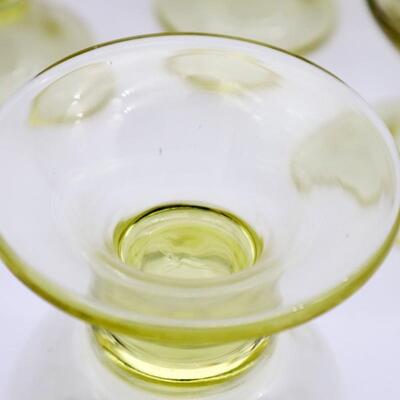 Set of 8 Yellow Handblown Glass Goblets