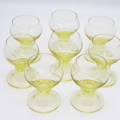 Set of 8 Yellow Handblown Glass Goblets