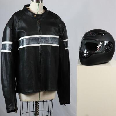 Bilt Leather Motorcycle Jacket with Helmet