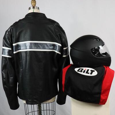 Bilt Leather Motorcycle Jacket with Helmet