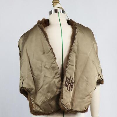 Vintage Mink Fur Stole Capelet Wrap With Pockets