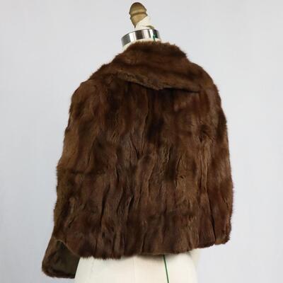 Vintage Mink Fur Stole Capelet Wrap With Pockets