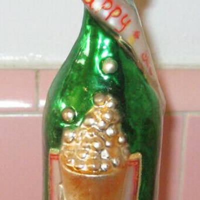 MS 1999 Christopher Radko Christmas Ornament Happy New Year Champagne 2000 Cheers