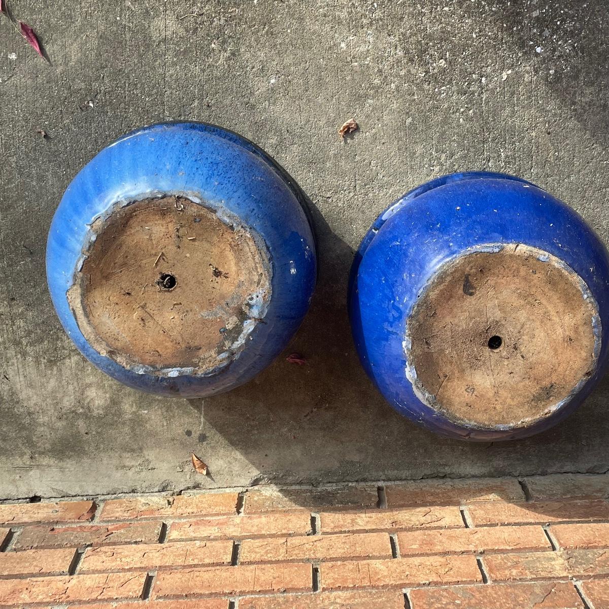 Large Blue Ceramic Planters