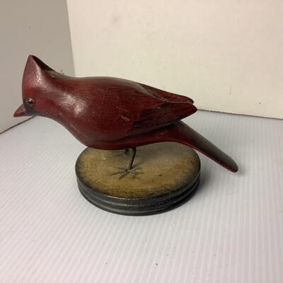 C294 Vintage Frank Finney Red Cardinal Hand Carved Bird
