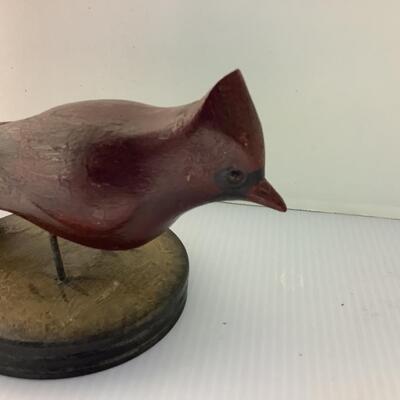 C294 Vintage Frank Finney Red Cardinal Hand Carved Bird