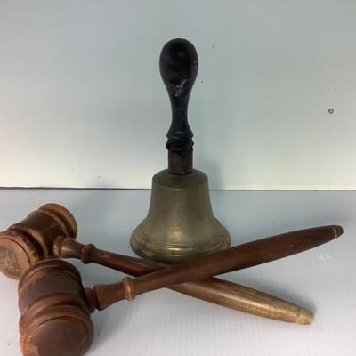 C295 Vintage Bell with Two Gavels
