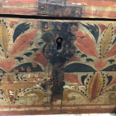C430 Antique Small Painted Russian Wedding Chest