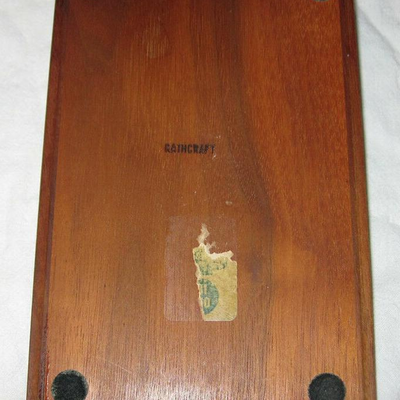 MS Teak Desk Tray Note Paper Ceramic Emblem Libra Scales Zodiac Rathcraft Mid Mod