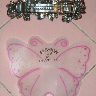 MS Fashion Jewelry Hair Clip Crystals Butterfly Tag Rhinestones Silver Tone