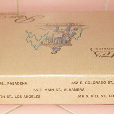 MS 1930s Juliette's Candy Box Rose Bud Package Los Angeles Pasadena Cardboard