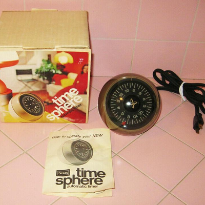 MS Vintage 1970s Sears Time Sphere Decorative Timer Automatic Original Box Directions